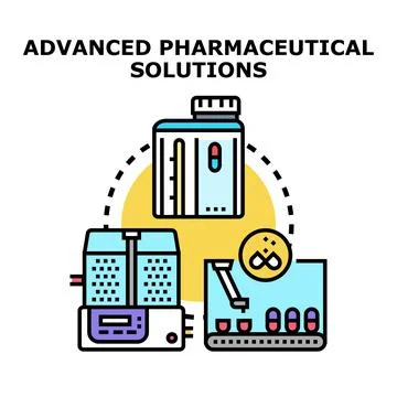 Advanced pharmaceutical solutions concept illustrating drug manufacturing p.. Stock Illustration