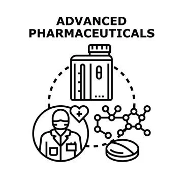 Advanced pharmaceuticals concept developing drug treatment Stock Illustration