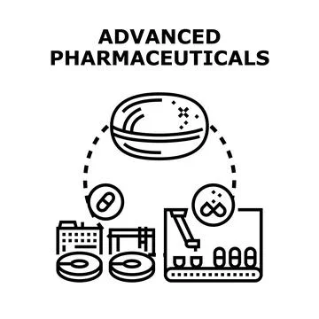 Advanced pharmaceuticals concept producing innovative medical drugs Stock Illustration
