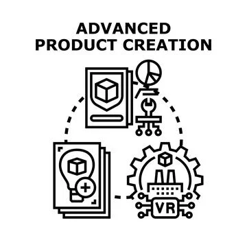 Advanced product creation process developing ideas and engineering Stock-Illustration