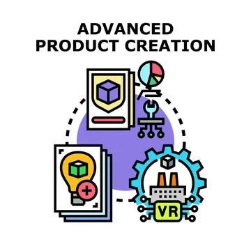 Advanced product creation process developing ideas and engineering Stock Illustration