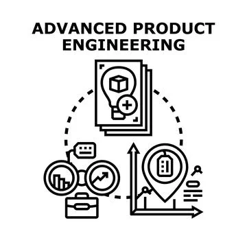 Advanced product engineering process developing innovative solutions Stock Illustration