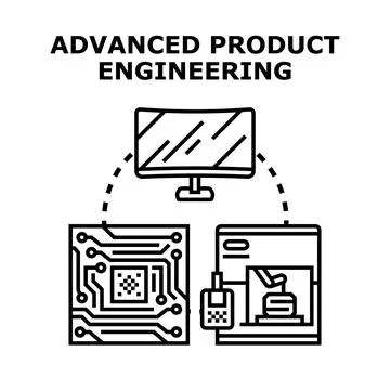 Advanced product engineering process with digital design and manufacturing Stock Illustration
