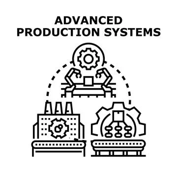 Advanced production systems automation manufacturing technology Stock Illustration