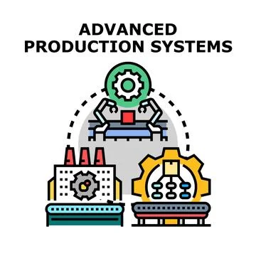 Advanced production systems automation manufacturing technology Stock Illustration