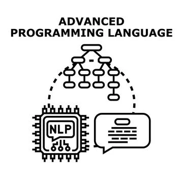 Advanced programming language development and natural language processing Illustrazione stock