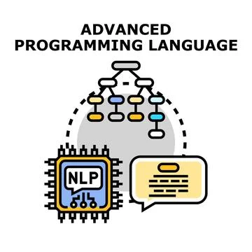 Advanced programming language development and natural language processing Illustrazione stock