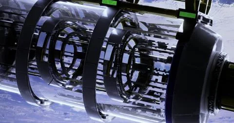 Advanced propulsion system interior design showcased in a futuristic setting Stock Illustration