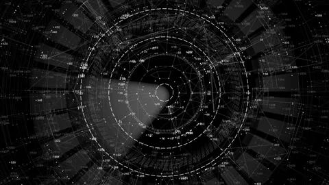 Advanced Radar Sonar HUD for Data Analytics and Tech Surveillance overlay Stock Footage 333935477