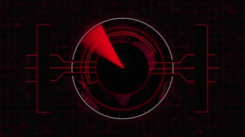 Advanced Red Radar System with World Map... | Stock Video | Pond5