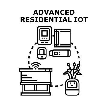 Advanced residential internet of things devices concept Stock Illustration