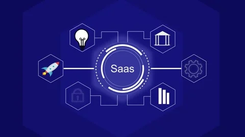 Advanced SaaS business concept maps cloud software subscription data. Moder.. Stock Footage 337817430