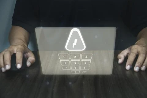 Advanced Security System with Digital Code Interface and HighTech Warning f.. Stock Photos