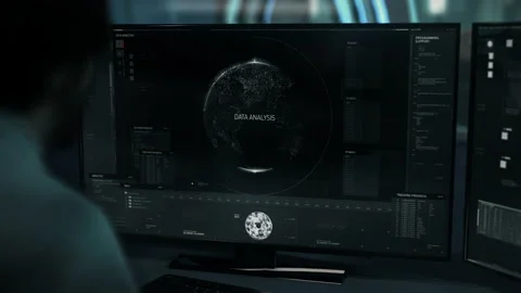 Advanced Security System Searching Source Of Hacker Attack On Data Server Stock Footage 233650086