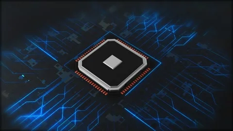 Advanced Semiconductor Microprocessor on Digital Circuit Board Stock Footage 341368699