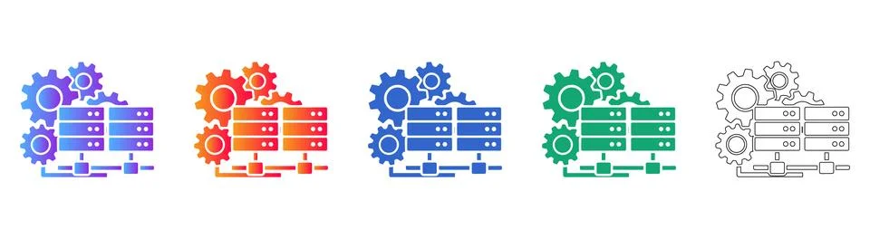Advanced Server Management Icons Set 스톡 일러스트