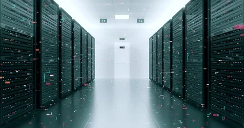 Advanced Server Room Interior with Glowing Rack Systems 4K. Stock Footage 329052620