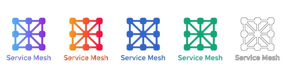 Advanced Service Mesh Data Network Connectivity Icons Stock Illustration