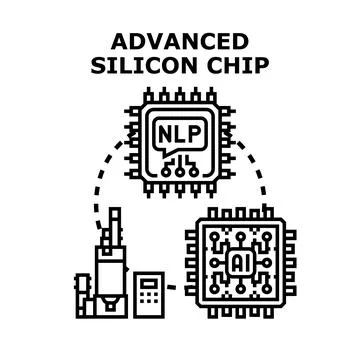 Advanced silicon chip developing ai and natural language processing Stock Illustration