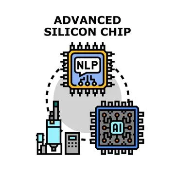 Advanced silicon chip developing ai and natural language processing Stock Illustration