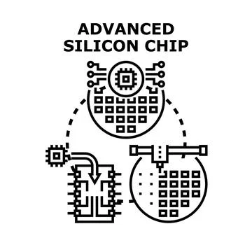 Advanced silicon chip manufacturing process illustration Stock Illustration