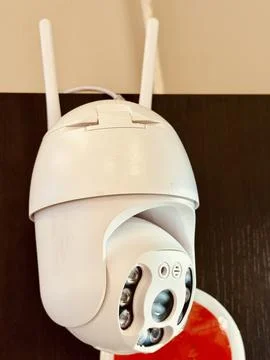 Advanced Smart Home Security Camera With Infrared And Adjustable Pan, Hightech Stock Photos