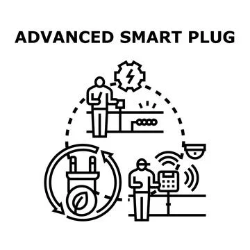 Advanced smart plug managing smart home energy Stock Illustration