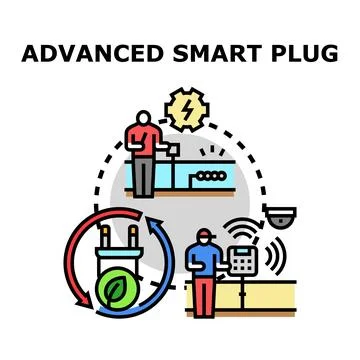 Advanced smart plug managing smart home energy Stock Illustration
