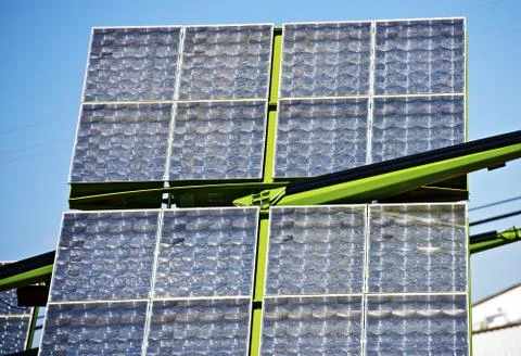 Advanced solar panels based on glass lenses. alternative energy source. Foto stock