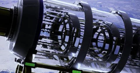 Advanced space telescope structure shown against Earth backdrop Stock Illustration