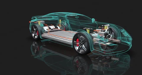 Advanced Start-Stop Systems. Innovations in electric car engine technology. Stock Footage 294799810