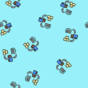 Advanced supply chain industry vector seamless pattern 库存插图