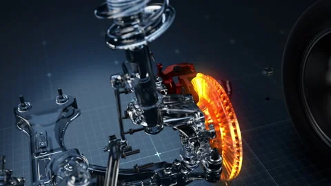 Advanced Suspension System with Integrated Braking for Superior Handling and  Stock Footage 327912231