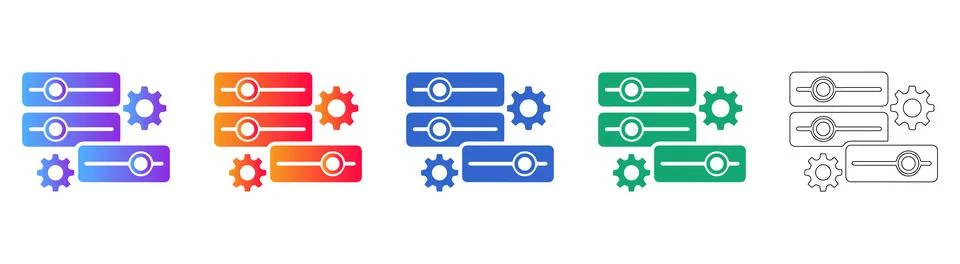Advanced System Configuration and Multi Level Control Icons Stock Illustration
