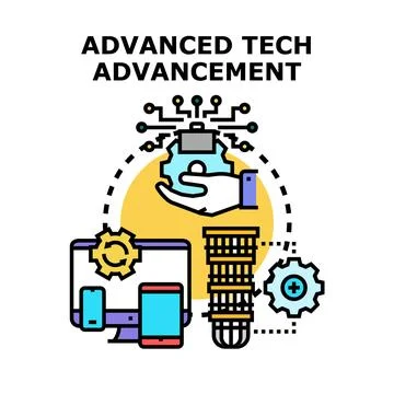 Advanced tech advancement concept illustrating innovation process Stock Illustration