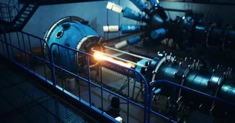 Advanced tech in a large factory during an experimental process 스톡 일러스트