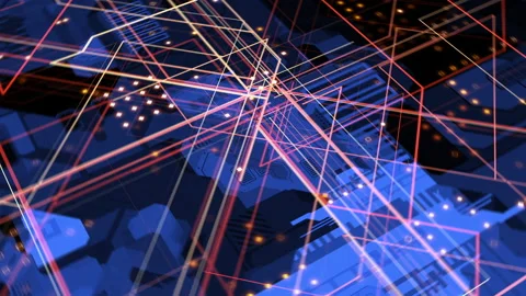 Advanced technologies of computer computing. animation of space on the techno Stock Footage 211797651