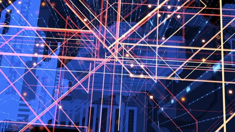 Advanced technologies of computer computing. animation in the space of digita Stock Footage 211797678