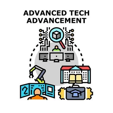 Advanced technology advancement concept for innovation and development 库存插图