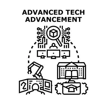 Advanced technology advancement concept for innovation and development Illustrazione stock