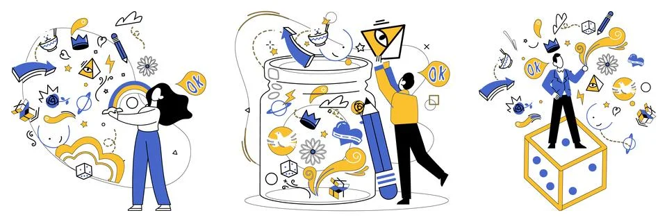 Advanced technology. Breakthroughs in engineering are keys unlocking doors to Stock Illustration