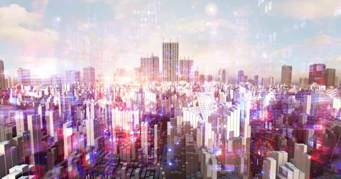 Advanced technology city with high speed fiber optics. Stock Footage 332295797
