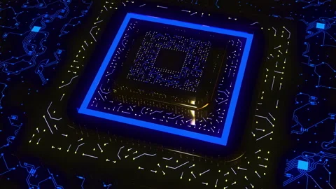 Advanced technology concept. Design. Visualization of a microchip created by Stock Footage 198239319