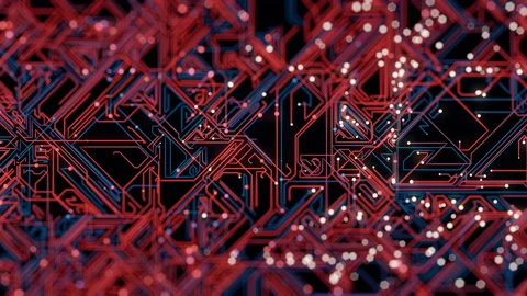 Advanced Technology Concept Visualization: Circuit Board CPU Processor Microchip Stock Footage 153859300