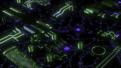 Advanced technology concept visualization. Motion. Circuit Board CPU Processor Stock Illustration