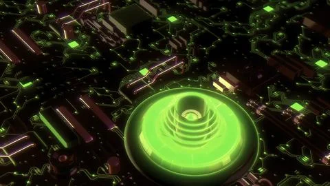 Advanced technology concept visualization. Motion. Circuit Board CPU Processor Stock-Illustration