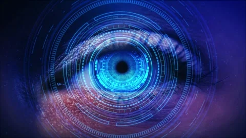 Advanced technology cyber vision Digital eye scan, data network cyber security Stock Footage 333970540