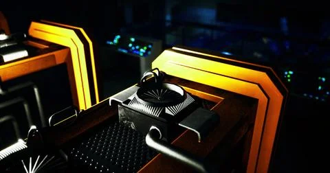 Advanced technology in a dark laboratory with illuminated devices Stock Illustration
