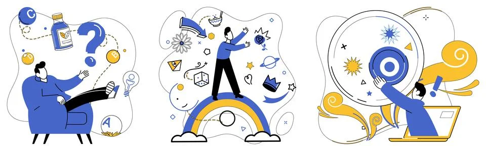 Advanced technology. Digital techniques are building blocks constructing Stock-Illustration