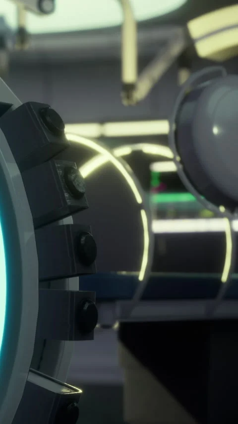 Advanced technology in a futuristic setting with glowing elements and machinery Stock Footage 335945995